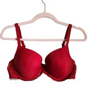 Wacoal Bra 38C Red Women's La Femme Plunge T-Shirt Bra Underwire Back Close